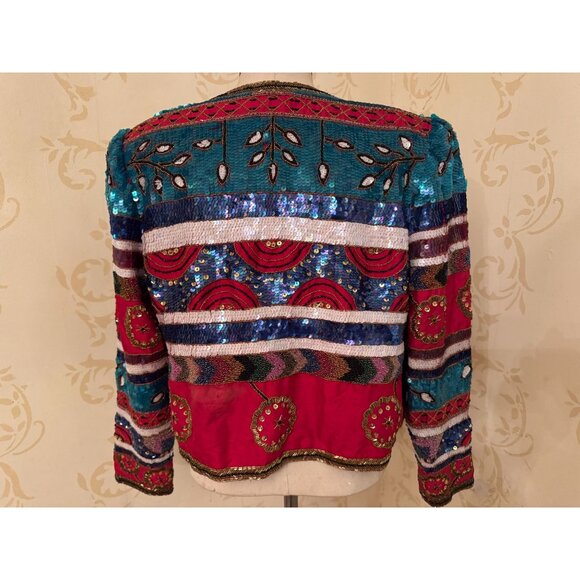 Ladies Size PM Leslie Fay Evenings Petite Sequin Jacket - Picture 2 of 4